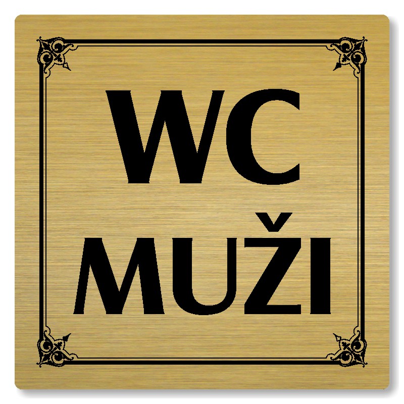 WC muži, 100x100mm, zlatá, Nebraska
